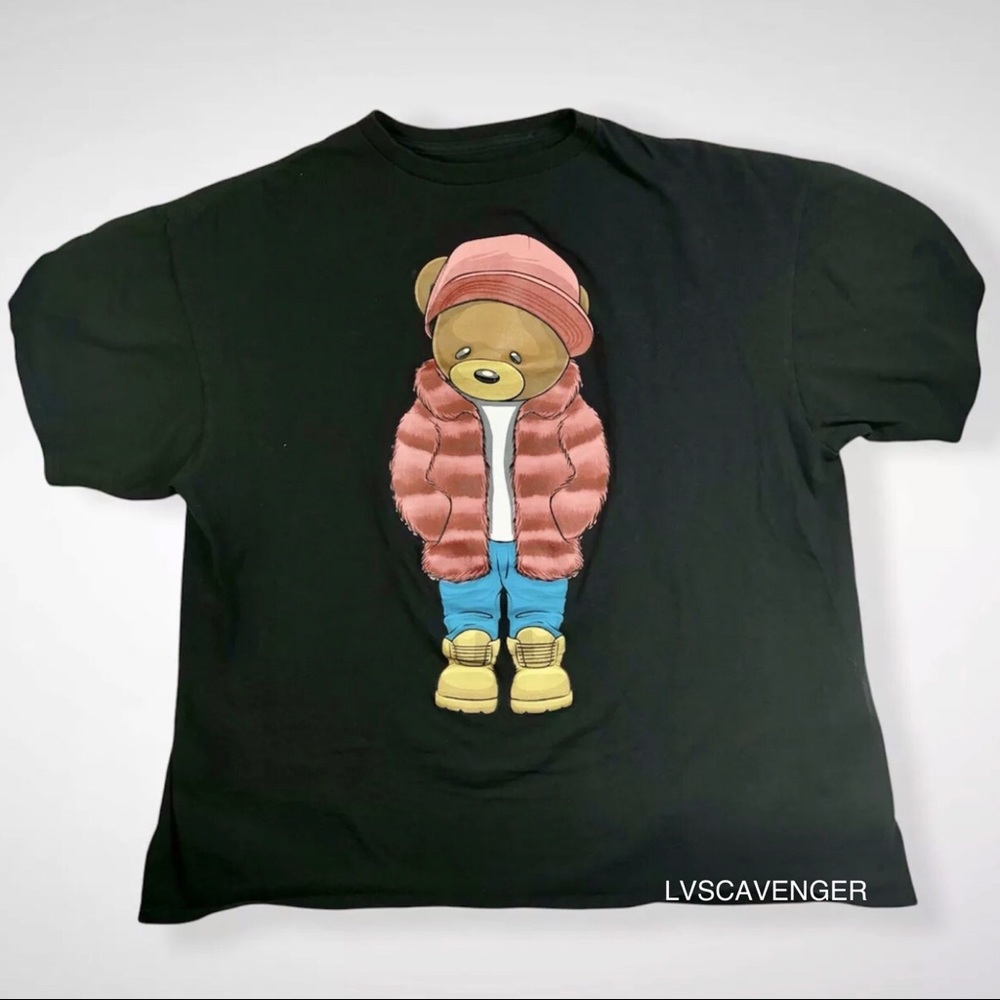 Hard Ten Clothing Co. Graffiti Bear Graphic Black T-Shirt Size XXL! - Picture 1 of 4